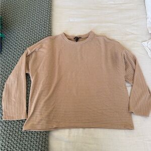 F21 Tan Ribbed Long Sleeve Top
